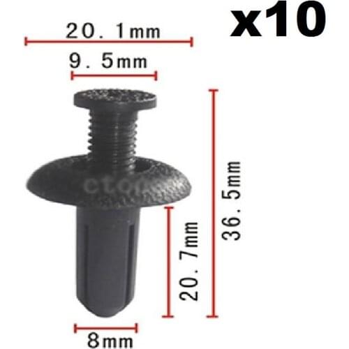 10pcs Nylon Rivet Retainer Clips For Honda / For Acura / For Toyota / For Mitsubishi 90467-08155, 90505-SL0-003, 94852368
