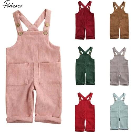 2020 Baby Summer Clothing Toddler Baby Boy Girl Corduroy Romper Jumpsuit Solid Outfits Pocket Fashion Clothes 6M-5T
