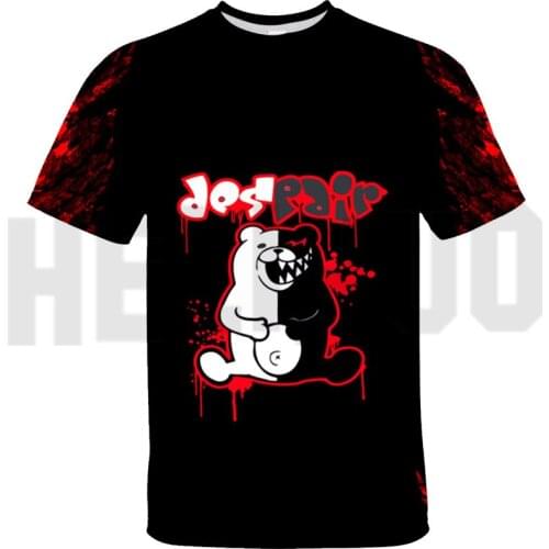 3D Oversized T Shirt Danganronpa Monokuma T-shirt Mens Spring Summer Casual Anime Black and White Bear Top 90s Graphic T Shirts