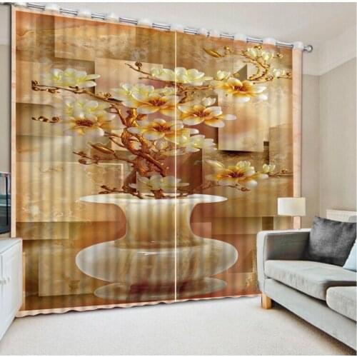 3d home decor custom curtains Vase jade carving magnolia flower personalized decor home decor modern