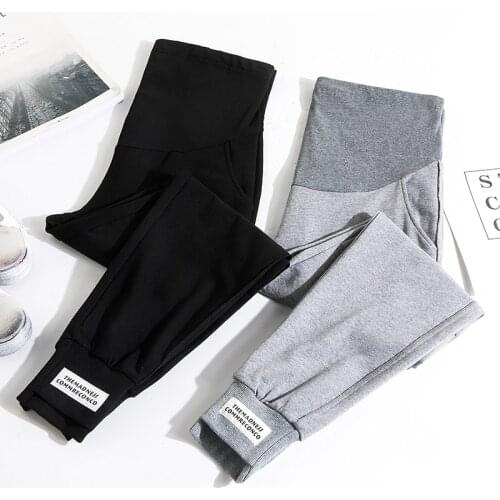8036# 2021 Autumn Fashion Sports Casual Maternity Pants Elastic Waist Belly Sweatpants Clothes for Pregnant Women Pregnancy