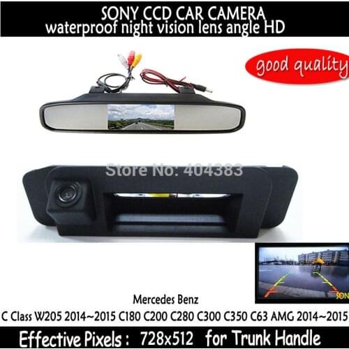 For Mercedes Benz C180 C200 C280 C300 C350 C63 AMG Car Rear View Camera Reverse Camera sony RCA NTST Trunk handle with monitor