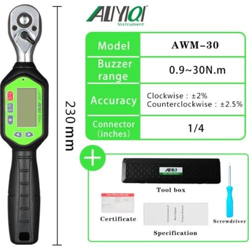 AWM-30N.m/22.12ft.lb/265.5in.lb/305.91kgf.cm Mini Digital Torque Wrench