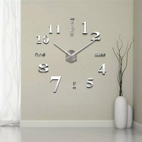 DIY 3D Mirror Surface Large Number Wall Clock Sticker Home Decor Mirror Living Room Large Art Design Wall Clock