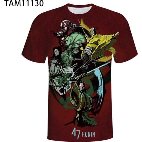 Samurai Ronin Japanese Bushido Code Chinese Characters Retro New Custom Mens 3D Printing Hip Hop Custom T-Shirt Factory Outlet