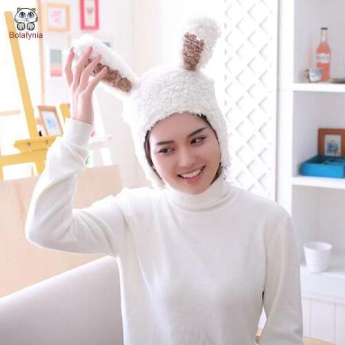 BOLAFYNIA Bunny ears hat headgear photo props plush toy hat stuffed toy cap