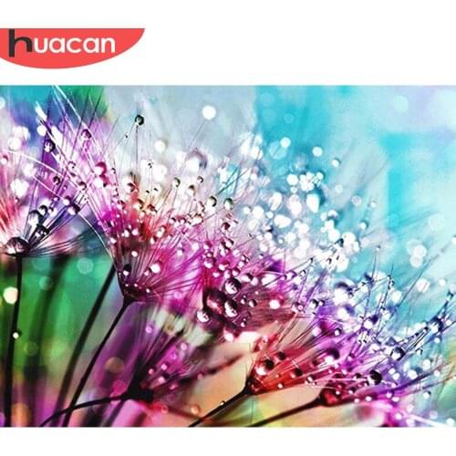 HUACAN Diamond Painting Dandelion Flower Home Decoration Full Drill Square Embroidery Rhinestone Picture Handcraft Kit
