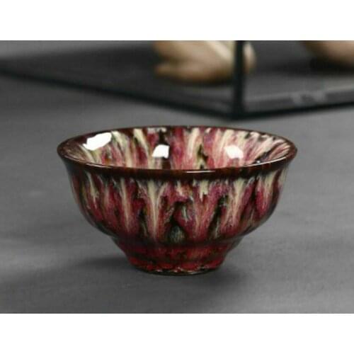 China porcelain DEHUA fambe Tenmoku glaze tea cup bowl JIANZHAN Red