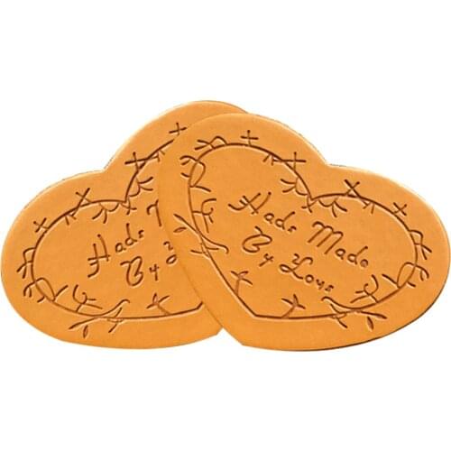 48Pcs/ Lot Heart Hand Made By Lovehand Made Leather Zaka Lebels For Clothing Sewing Handmade Gift Label For Family Gift Tags