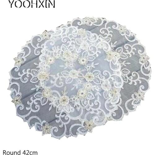 42cm HOT round embroidery place table mat cloth lace pad cup mug tea pan doilies Coffee coaster wedding dining placemat kitchen