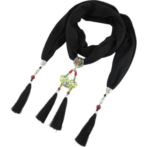 Pendant Jewelry jersey scarf necklace cotton soft scarves women shawl bead jewellery beach bandana scarf women accesorios mujer