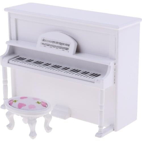 1:12 Scale Dollhouse Miniatures- Wooden Piano And Stool Kit Artist Offerings, Doll House Decorations Kit and Accessories