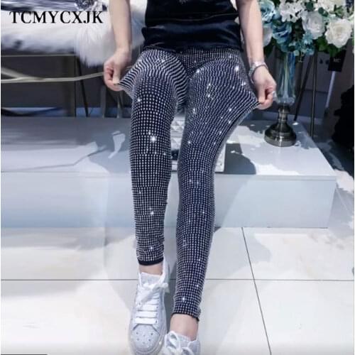 European 2020 Autumn Woman Pants New Hot Rhinestone Trousers Fashion Pants Women Harajuku Slim Sweatpants Women mujer pantalones