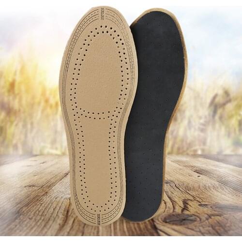 USHINE EU35-44 Soft Absorb Sweat Sports Cushioning Genuine Leather Mens Insoles Latex Womens Insoles