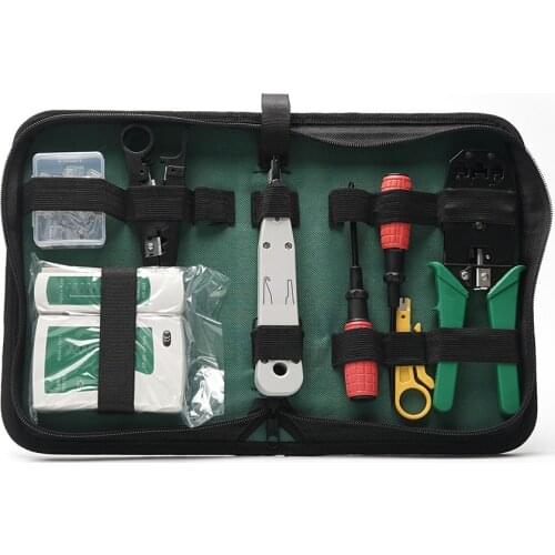 Computer Network Repair Tool Kit LAN Cable Tester Wire Cutter Screwdriver Pliers Crimping plier Maintenance Tool Set Bag