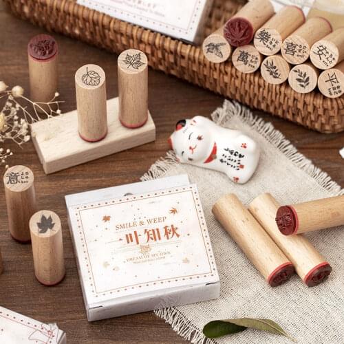 Low price Creative Wooden Rubber Stamp Seal Set Butterfly Flower Plant Pattern Stamp Rubber Stamp Student Handbook Printing