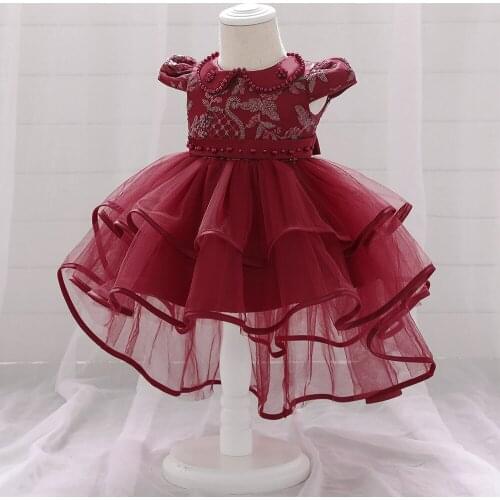 Newborn Infant Baby Girl Dress Pearl Toddler Dress Sequined Party Dresses for Girls Fashion Baby Girl Clothing Trailing 6M-3T