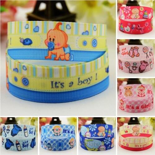7/8'' 22mm,1" 25mm,1-1/2" 38mm,3" 75mm Its a boy & Girl Cartoon Character printed Grosgrain Ribbon party decoration 10 Yards