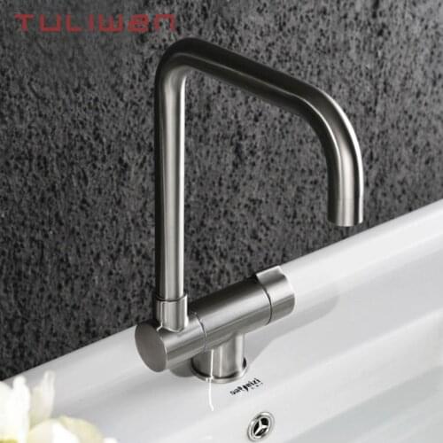 Folding Down Kitchen Faucet In Front Of Inward Opening Window Basin Sink Mixer Tap Swivel Spout Cold Hot taps Stainless Steel