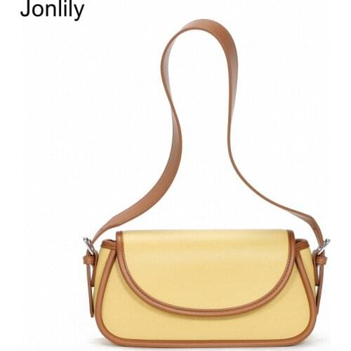 Jonlily Women Genuine Leather Shoulder Bag Female Fashion Underarm Daybag Crossbody Bag Teens Elegant Purse Totes -KG615