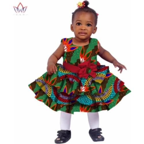 Stock Size Low Price Kids Dashiki Traditional Cotton Dresses Matching Africa Print Dresses Children Summer BRW WYT76
