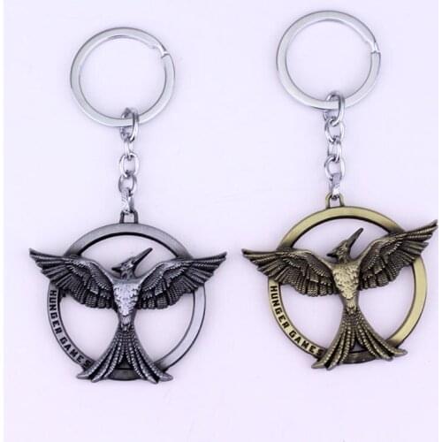 Vintage Zinc Alloy Silver Ancient Bronze Ridiculed Bird Double-Sided Logo Keychain For Women Men Key Ring