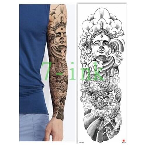 Waterproof Tattoos Sticker Full Arm Dragon Lord of Buddha tattoo Water Transfer flash tatoo fake tattoo for men women