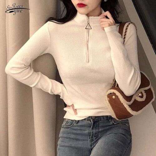 Korean Style Hong Kong 2021 Autumn Winter Knit Sweater Turtleneck Long Sleeve SweaterSlim Solid Pullover Office Lady 15699