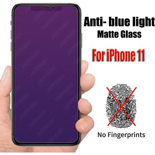 Anti UV Purple Blue Light Fingerprint Matte Frosted Tempered Glass For IPhone 11 Pro XS Max XR X Screen Protector Glass