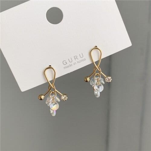 Punk Girl Earrings Korean Version Of The Net Red Niche Forest Earrings Crystal Personality Temperament Geometric Cross Earrings