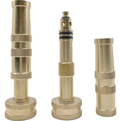 1 Pcs Heavy Four Inch Brass Gun Brass Adjustable Hose Nozzle 3/4 Inch Female Thread Connection Garden Water Connection Fitting