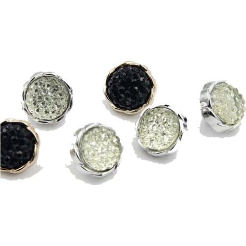 10pcs 13mm Starry Buttons Ladies Shirt Buckle Phnom Penh Black And Silver Clear 2 Color Vintage Button Retro Buckle Clothing