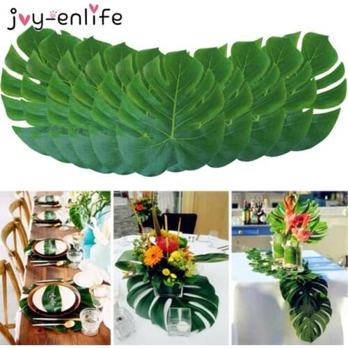 12pcs Artificial Leaf Tropical Palm Leaves Simulation Leaf for Hawaii Luau Party Theme Beach Wedding Table Decoration Accessorie
