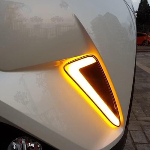 Car LED Daylihgts DRL For Toyota C-HR CHR 2016 2017 2018 2019 Yellow Turn Signal Daytime Running Lights Day Driving Headlamp