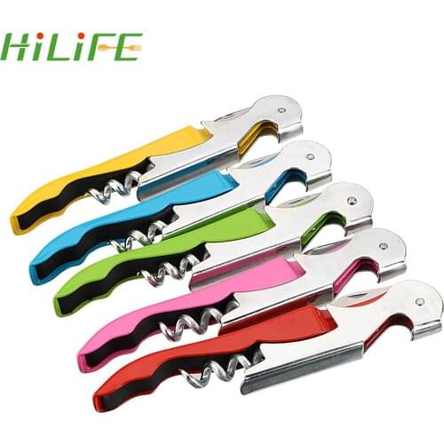 HILIFE Bar Tools Stainless Steel Wine Corkscrew Opener Beer Bottle Can Opener and Foil Cutter Creative Drink Opening Tool 3 in 1