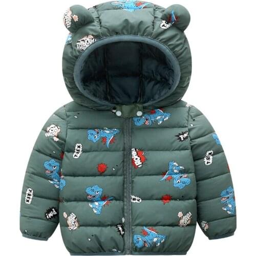 BINIDUCKLING Trend Kids Down Coat For Boys Girls Winter Printed Zipper Hooded Down For Children Thicken Warm Toddler Boy Coat