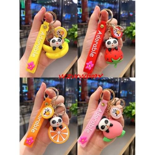 2021 Anime Fun Cute Fruit Duck Keychain Female Cute Creative Doll Key Chain Couple Car Accessories Keyring Gift For Kids