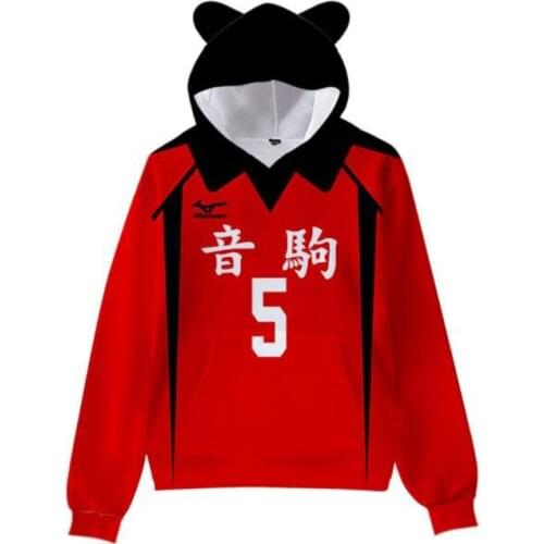 Sexy Cosplay Anime Haikyuu Kids Hoodie for Boys Girls Sweatshirt Karasuno High School Kawaii Cat Ear Hooded Haikyuu!! Sweatshirt