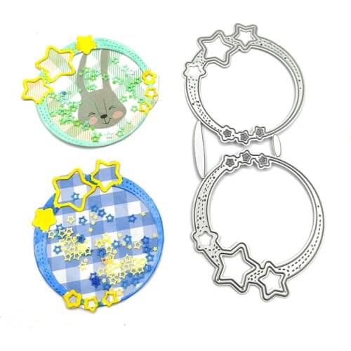 Julyarts Pentagram Star Cutting Dies Frame Stencils For Scrapbooking DIY Album Stamp Paper Card Embossing Decor Craft