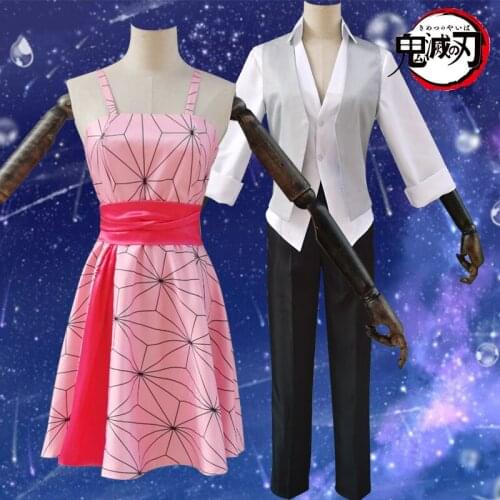 Kimetsu No Yaiba Kamado Tanjirou Agatsuma Zenitsu Kamado Nezuko Cosplay Costume Daily Dress Outift Anime Demon Slayer Uniform