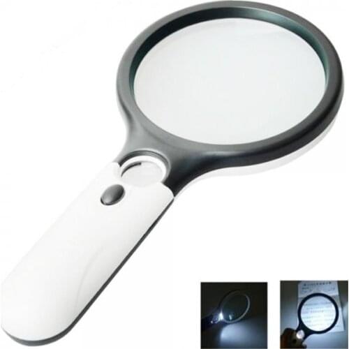 3 LED Light 45X Handheld Reading Magnifying Glass Lens Waterproof Microscope Magnifier with 3 LED Lights Jewelry Watch Loupe