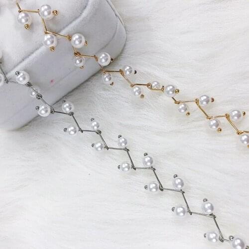 Little Simulated Pearl Beads Branch Sticks Connecting Golden Silver Plated Short Necklace Choker for Women