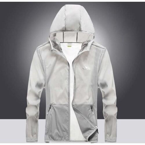 Mens Outdoor Skin Coat UV Protection Summer Skin Windbreaker Quick Dry Zipper Thin Hooded Jackets Sun Protection Clothing