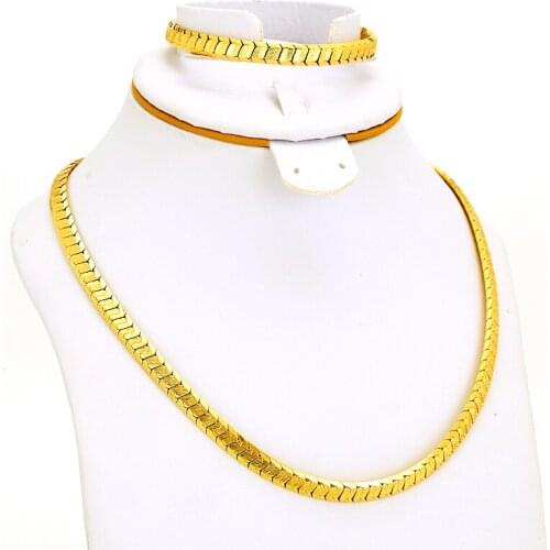JHplated Africa Jewelry sets Fashion Gold Color Chain Necklace/Bracelet Jewelry Sets For Women Valentines Day Gift