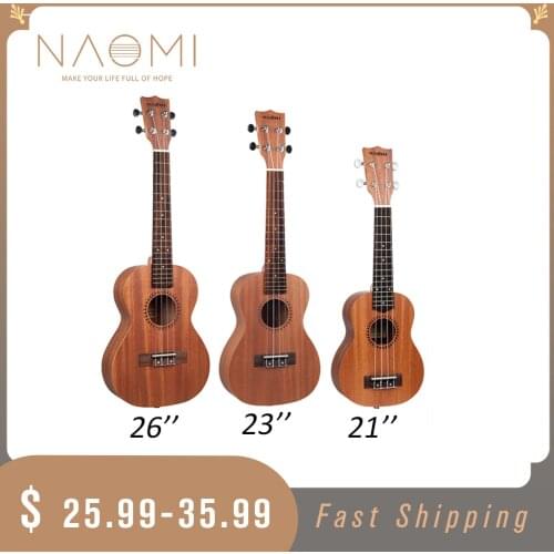 NAOMI 4 Strings Wooden Ukulele Soprano Concert Tenor Uke Hawaii Guitar Free Canvas Ukulele Bag