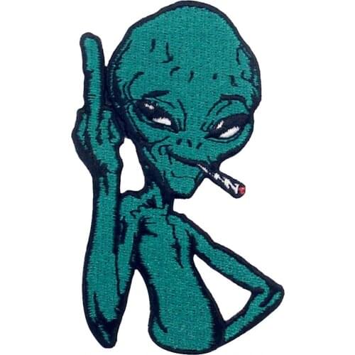 Embird patches Embroidered patch for backpacks Alien Like Smoking ceo-friendly handmade 3D applique iron mini patches