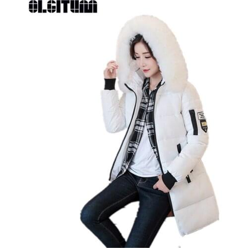 New OLGITUM Wadded Cotton Winter Jacket Women 2020 Slim Solid Faux Fur Collar Warm Casual Coat Female Chaquetas Outwear CC608