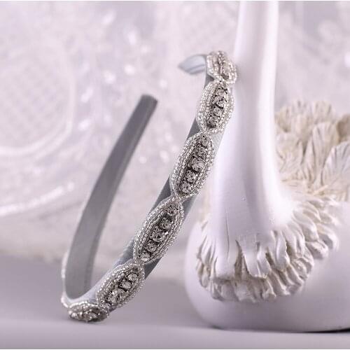Handmade Baroque Hair Hoop Elegant Hair Bands Bridal Tiara for Wedding Rhinestone Headband Wedding Hair Accessories Hair Jewelry