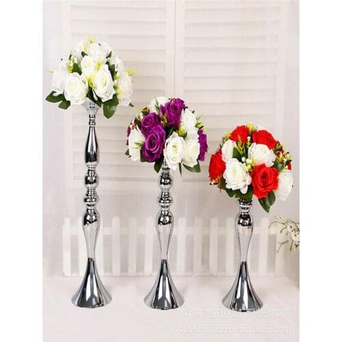 10pcs sliver Candle Holders Flowers Vase Candlestick Centerpieces Road Lead Candelabra Centerpieces Wedding porps Christmas deco