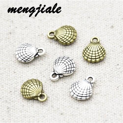 20pcs Wholesale Two Color Mini Shell Charms Alloy Metal Pendants For DIY Handmade Jewelry Accessories Making 13*10mm